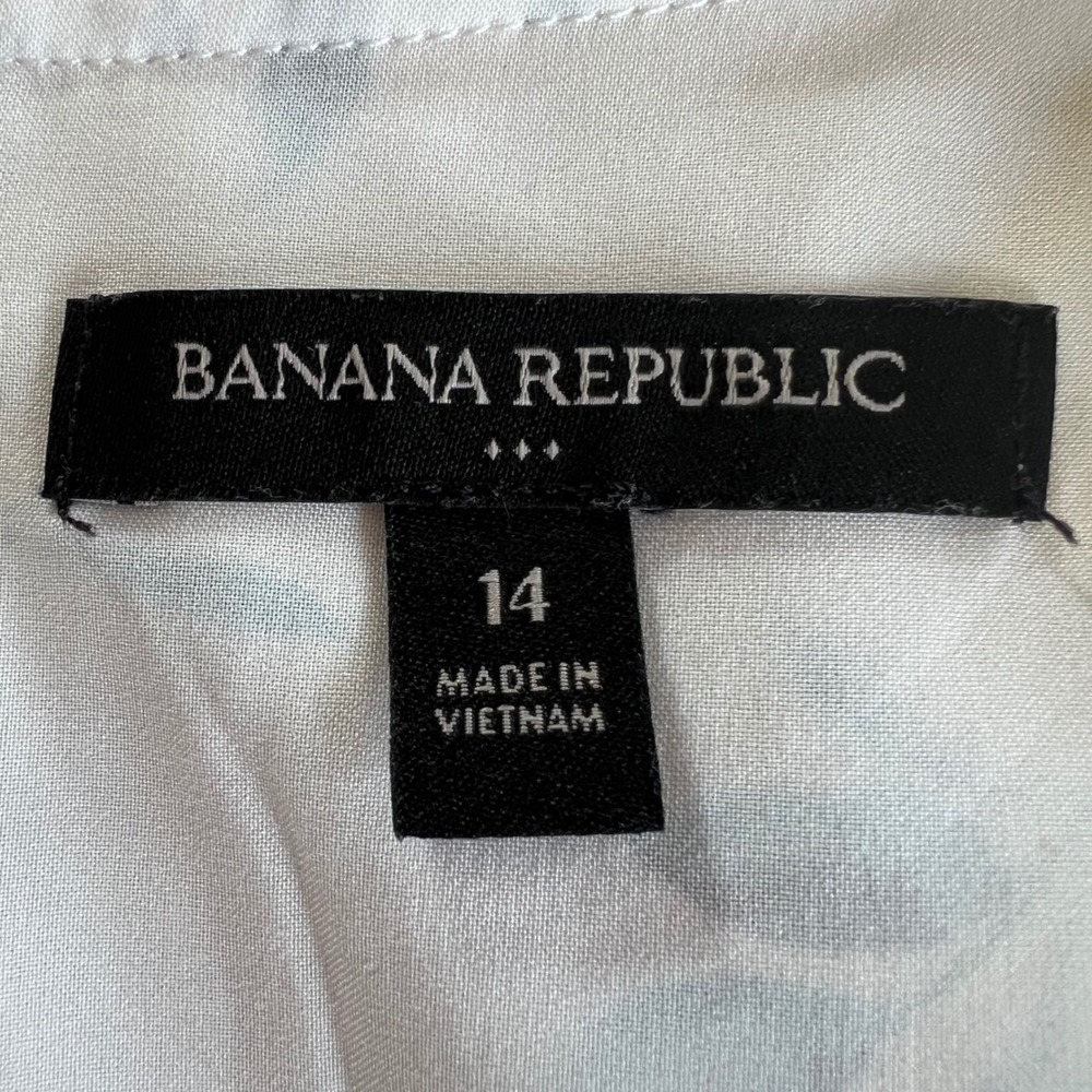Banana Republic Lemon Print Mini Dress Size 14 White Yellow Ruffle Tie Waist - Picture 10 of 15